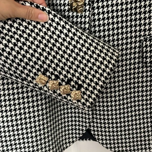 NWOT SELF-PORTRAIT HOUNDSTOOTH Cotton Jacket, US 4 - Picture 7 of 15